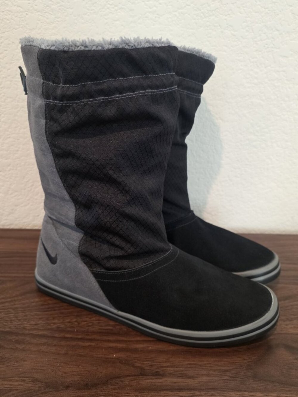Nike Anthracite Black Grey Suede Mid Calf Winter Boots 749526-001 Womens 9